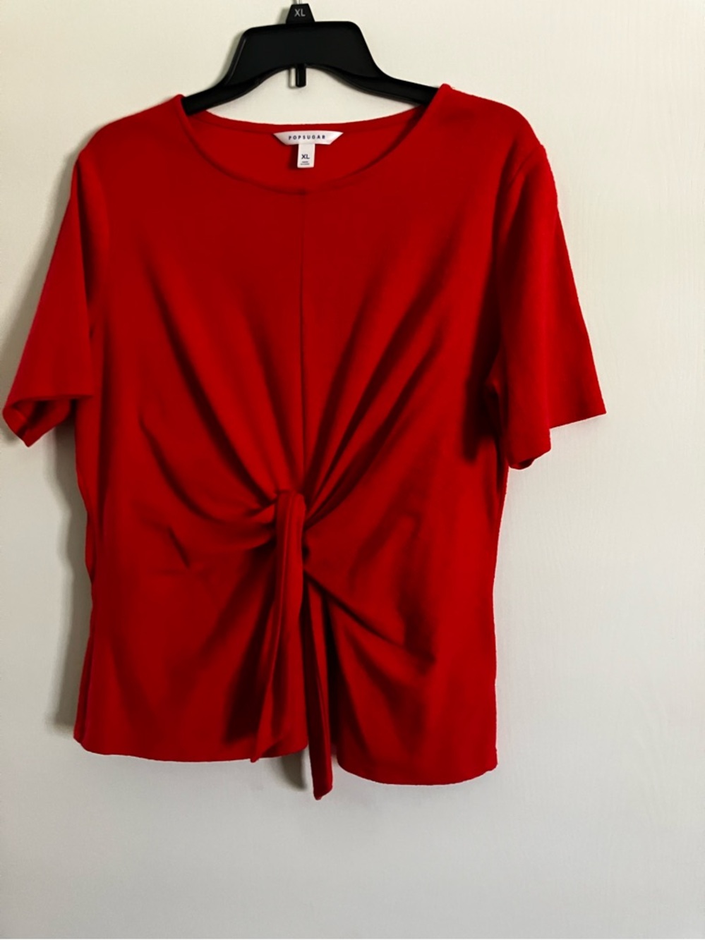 NWOT-Popsugar Red Tie Front Top XLStyle Textured Blouse Unworn